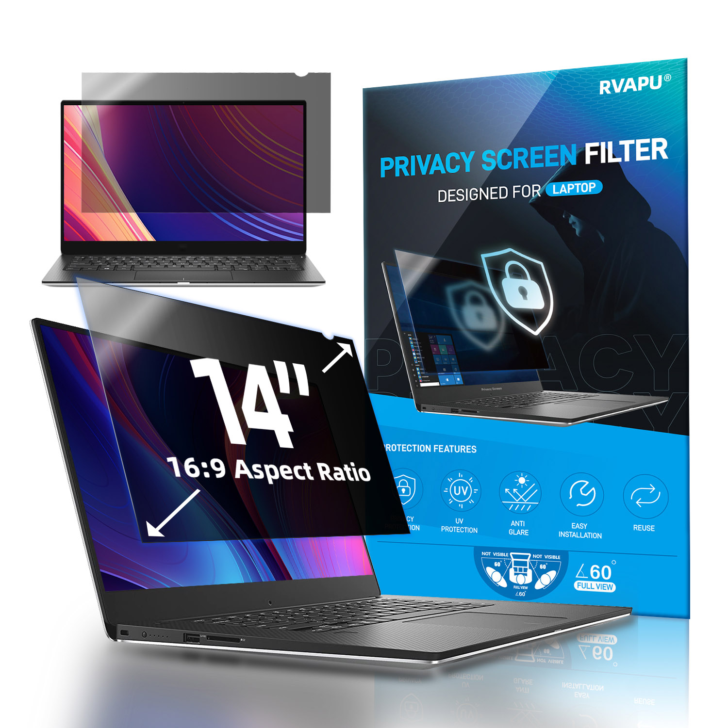 Privacy Screen Filter - Protecteur d'écran anti-peep/espion pour ordinateur portable
